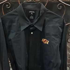 Antigua Black Dress Shirt with Embroidered OSU Logo Oklahoma State University